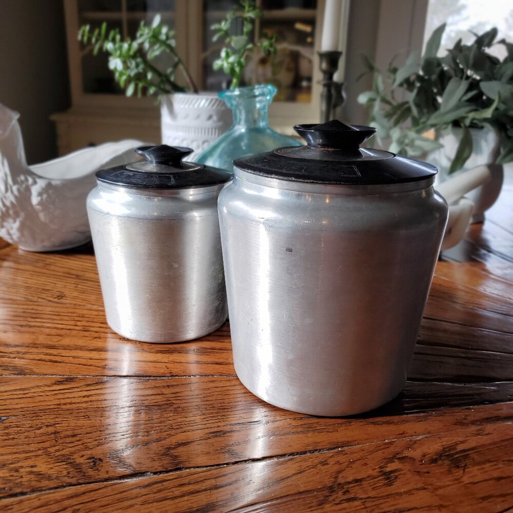 Vintage Aluminum Canisters | Coffee & Tea | 1950's